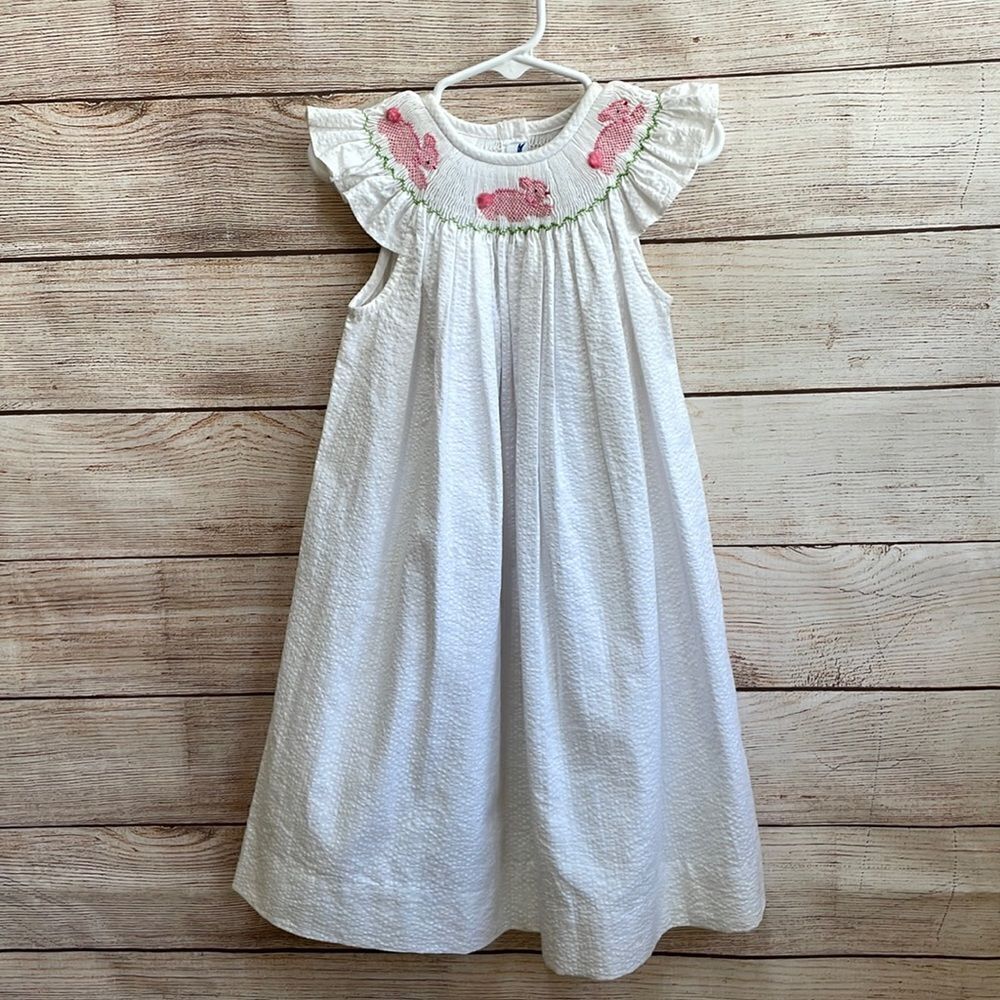 SILLY GOOSE SMOCKED DRESS IN WHITE‎